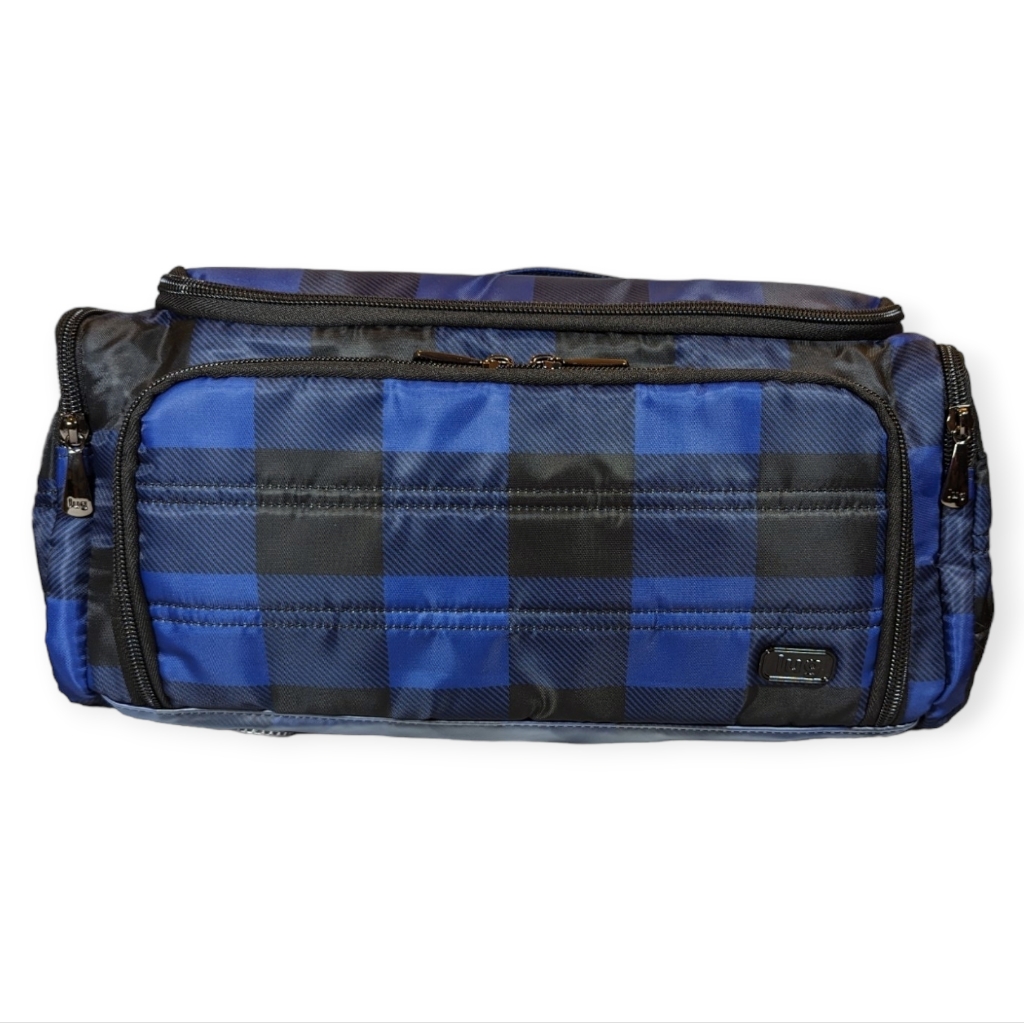 Lug Trolley Xl Travel Cosmetic Toiletries Case Plaid Buffalo Check Blue Nwt